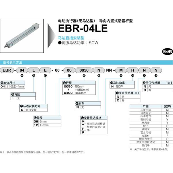 CKD喜開理電動執(zhí)行器（無馬達型）滑塊型EBR-04LE-00-060050NNN-MHNN