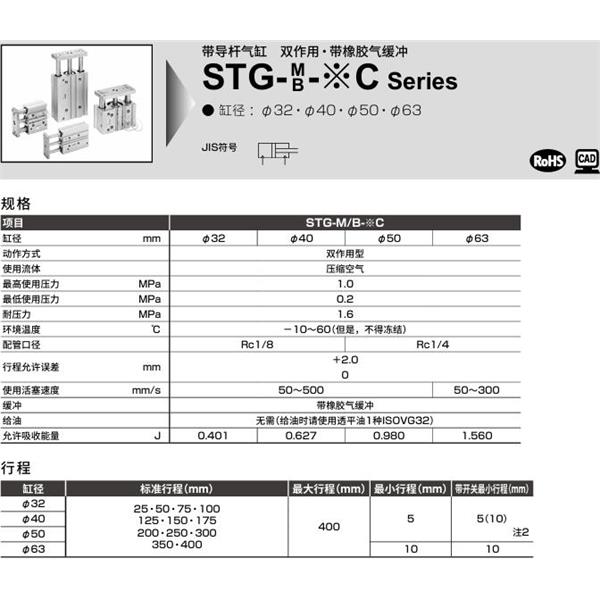 CKD喜開理帶導(dǎo)桿氣缸STG-M-50C-25