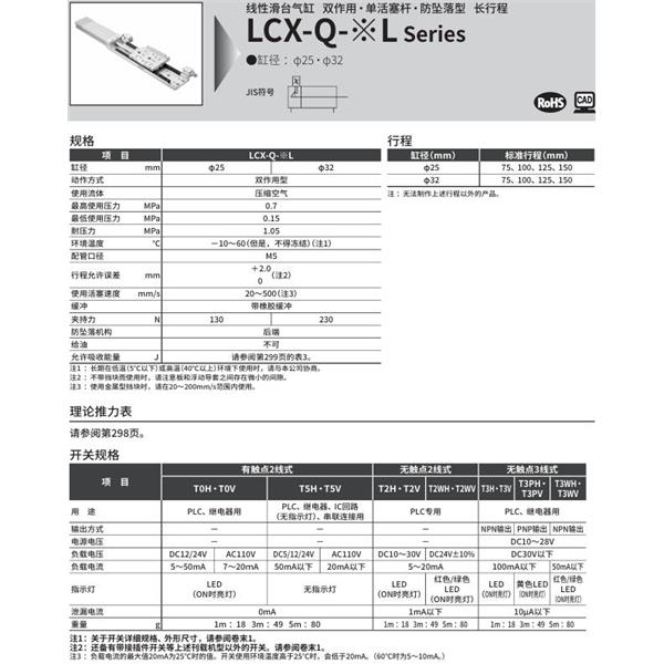CKD喜開理線性滑臺(tái)氣缸LCX-Q-32L-100-T2H-R-S1T