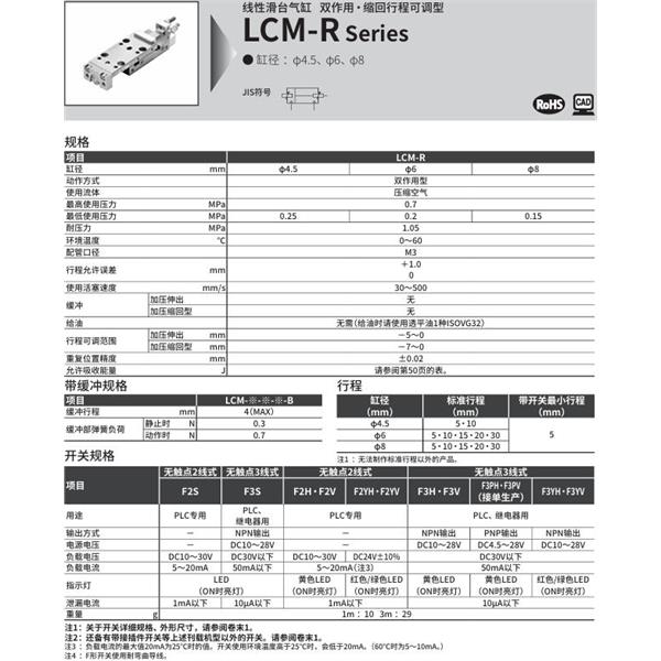 CKD喜開理線性滑臺(tái)氣缸LCM-R-8-30-L-J2