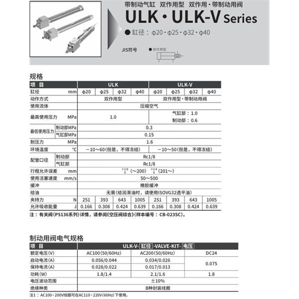 CKD喜開理帶制動(dòng)器氣缸ULK-CC-32-100-T0H-R-VI
