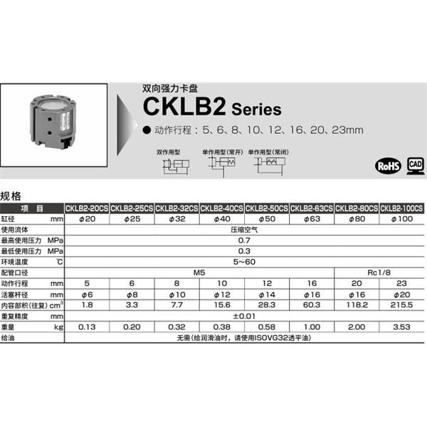 CKD喜開理雙向強力卡盤CKLB2-40CS-Y2