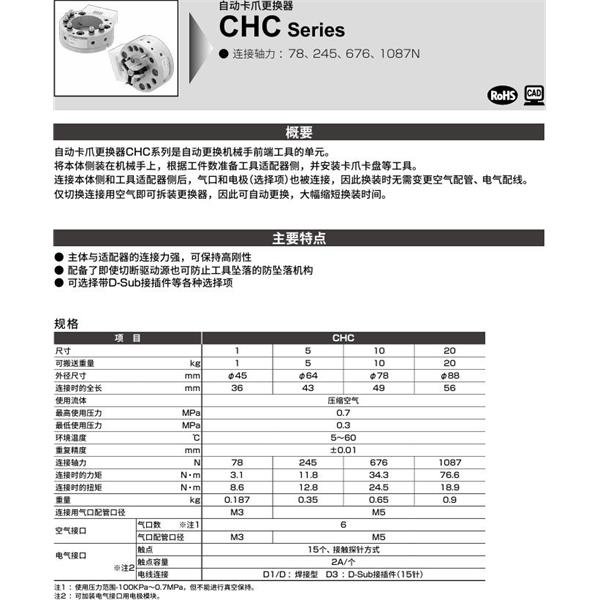 CKD喜開理自動卡爪更換器自動卡爪更換器CHC-10R-D1