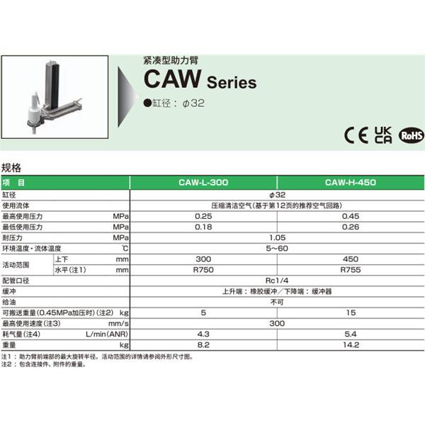 CKD喜開理緊湊型機械臂CAW-H-450-V60