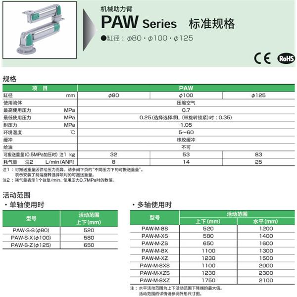 CKD喜開理機械助力臂PAW-MB-XZ-U