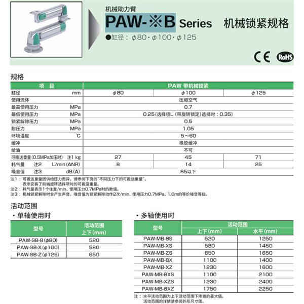 CKD喜開理機械助力臂PAW-MB-XZ-U